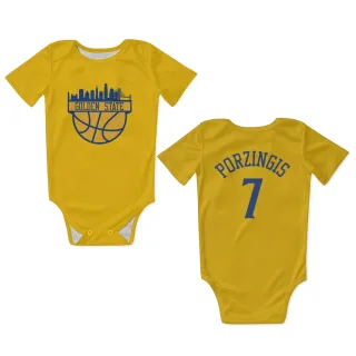 Golden State Warriors Kristaps Porzingis Gold  Newborn & Infant Bodysuit