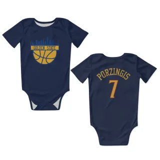 Golden State Warriors Kristaps Porzingis Navy  Newborn & Infant Bodysuit