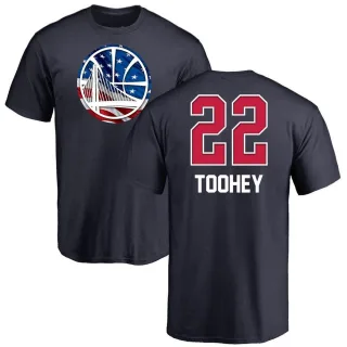 Men's Golden State Warriors Alex Toohey Gold Navy Name and Number Banner Wave T-Shirt