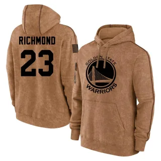 Men's Golden State Warriors Mitch Richmond Gold Brown 2023 Salute to Service Club Pullover Hoodie