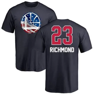 Men's Golden State Warriors Mitch Richmond Gold Navy Name and Number Banner Wave T-Shirt