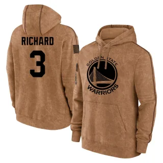 Men's Golden State Warriors Will Richard Gold Brown 2023 Salute to Service Club Pullover Hoodie