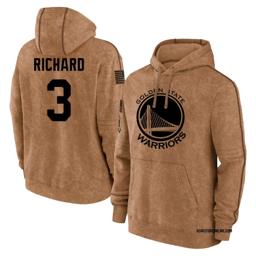 Men's Golden State Warriors Will Richard Gold Brown 2023 Salute to Service Club Pullover Hoodie