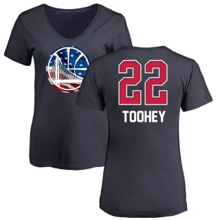 Women's Golden State Warriors Alex Toohey Gold Navy Name and Number Banner Wave V-Neck T-Shirt