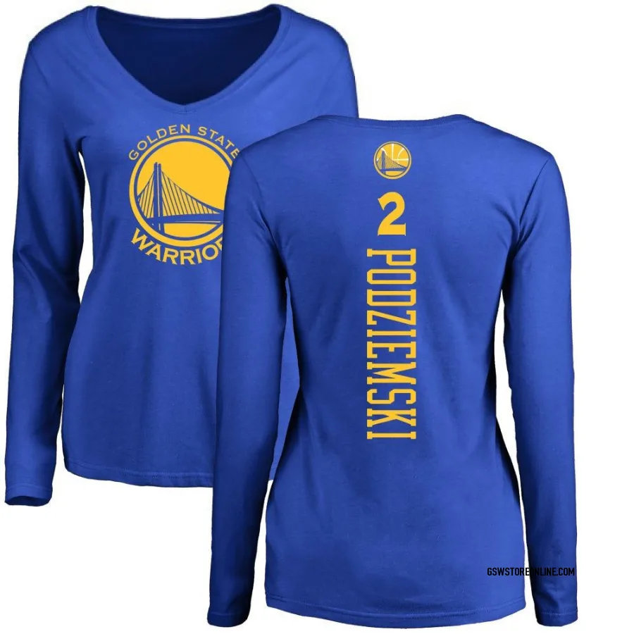Women's Golden State Warriors Brandin Podziemski Gold Royal Backer Long Sleeve T-Shirt