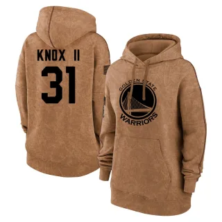 Women's Golden State Warriors Kevin Knox II Gold Brown 2023 Salute to Service Pullover Hoodie