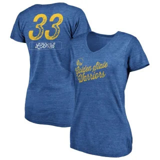 Women's Golden State Warriors Malevy Leons Gold Royal Sideline V-Neck T-Shirt