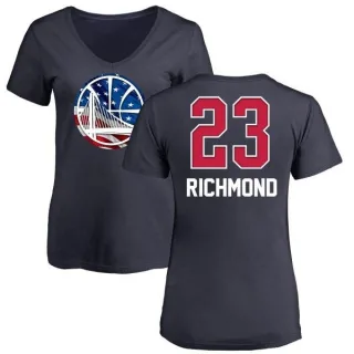 Women's Golden State Warriors Mitch Richmond Gold Navy Name and Number Banner Wave V-Neck T-Shirt