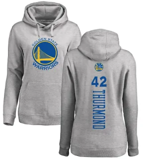 Women's Golden State Warriors Nate Thurmond Gold Branded Ash Backer Pullover Hoodie