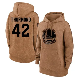 Women's Golden State Warriors Nate Thurmond Gold Brown 2023 Salute to Service Pullover Hoodie