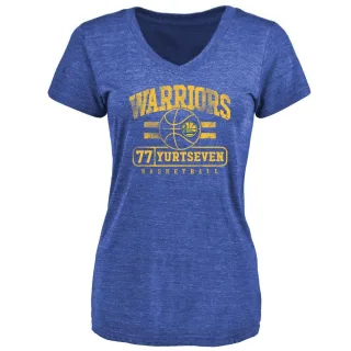 Women's Golden State Warriors Omer Yurtseven Gold Royal Baseline T-Shirt