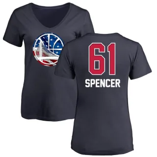 Women's Golden State Warriors Pat Spencer Gold Navy Name and Number Banner Wave V-Neck T-Shirt