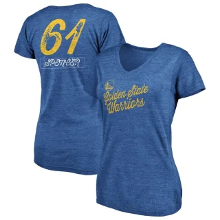 Women's Golden State Warriors Pat Spencer Gold Royal Sideline V-Neck T-Shirt