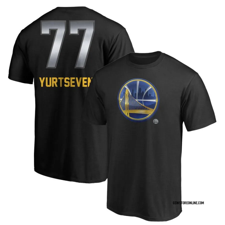 Youth Golden State Warriors Omer Yurtseven Gold Black Midnight Mascot T-Shirt